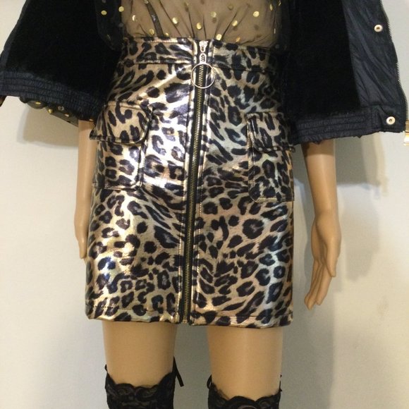 ANIMAL PRINT FAUX LEATHER MINI SKIRT - Picture 6 of 7